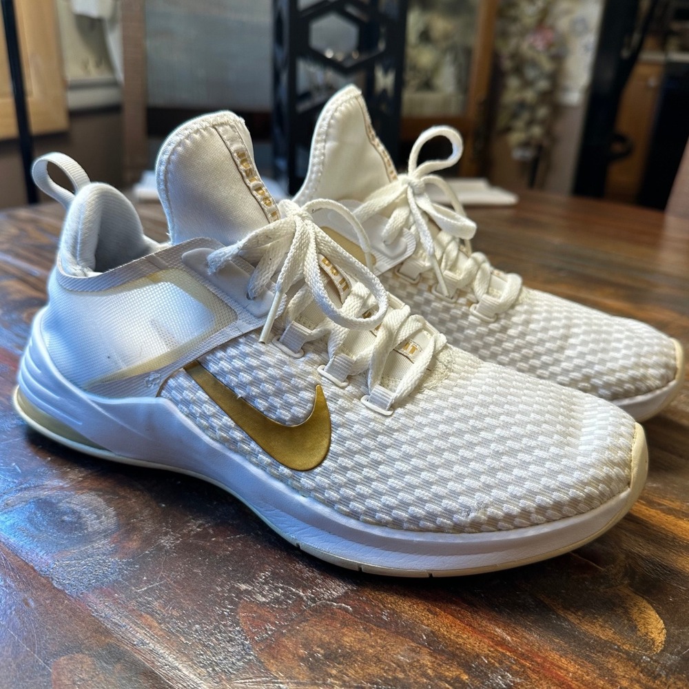 Nike Air Max Bella TR 2 White Metallic Gold Training Shoes AQ7492-101 Womens 9